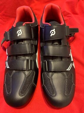 Peloton Black Cycling Shoes with Red Interior Accents